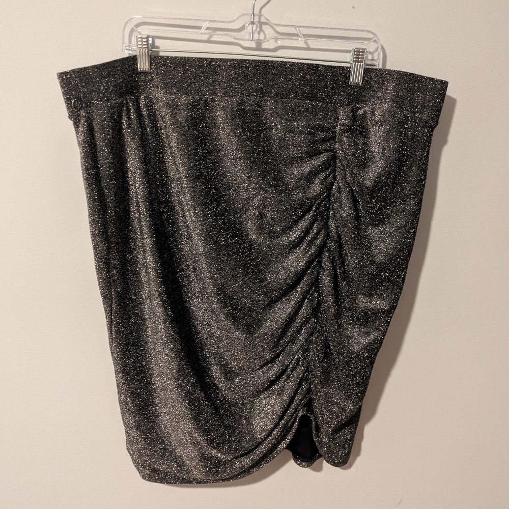 NWT Torrid Silver Glitter Lurex Cinched Bodycon Mini Skirt Size 3X